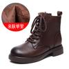 First layer cowhide Martin boots women's winter new popular leather British style retro versatile thick heel short boots