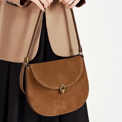 Frosted Cowhide Niche Design Underarm Women's Leather Messenger Bag Fashionable Versatile Single Shoulder Saddle Bag Autumn New