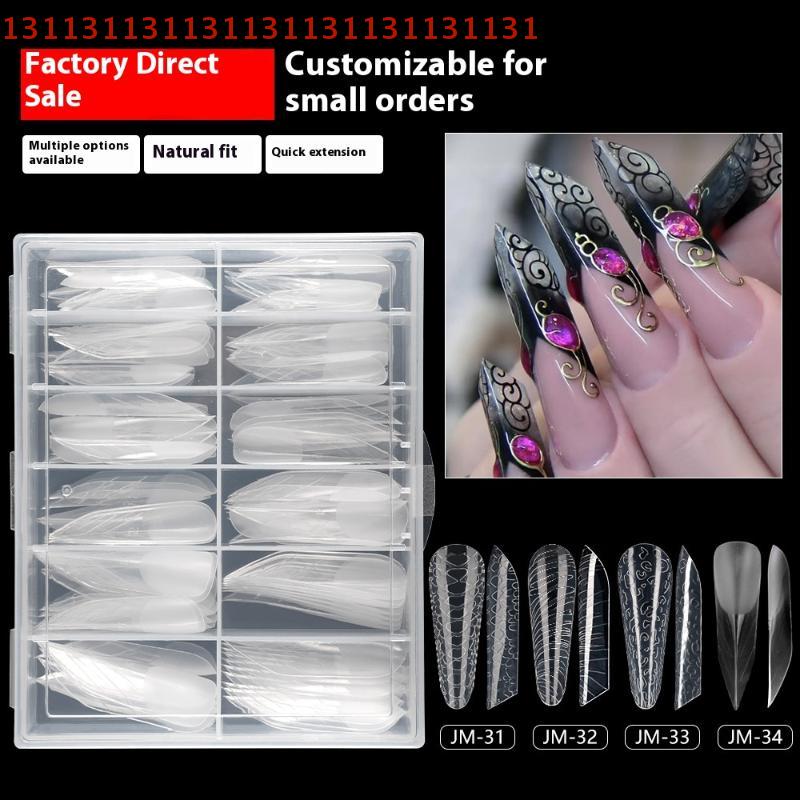 Transparent UV Gel Polish Extension False Nails Art Tips Full Cover Fake Finger Press On Sculpted Manicures Tool for Salon