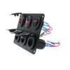 6 In 1 Aluminum Panel 12V Power Socket Power Outlet 4.2A Dual USB Charger LED Voltmeter Toggle Switch for Marine RV