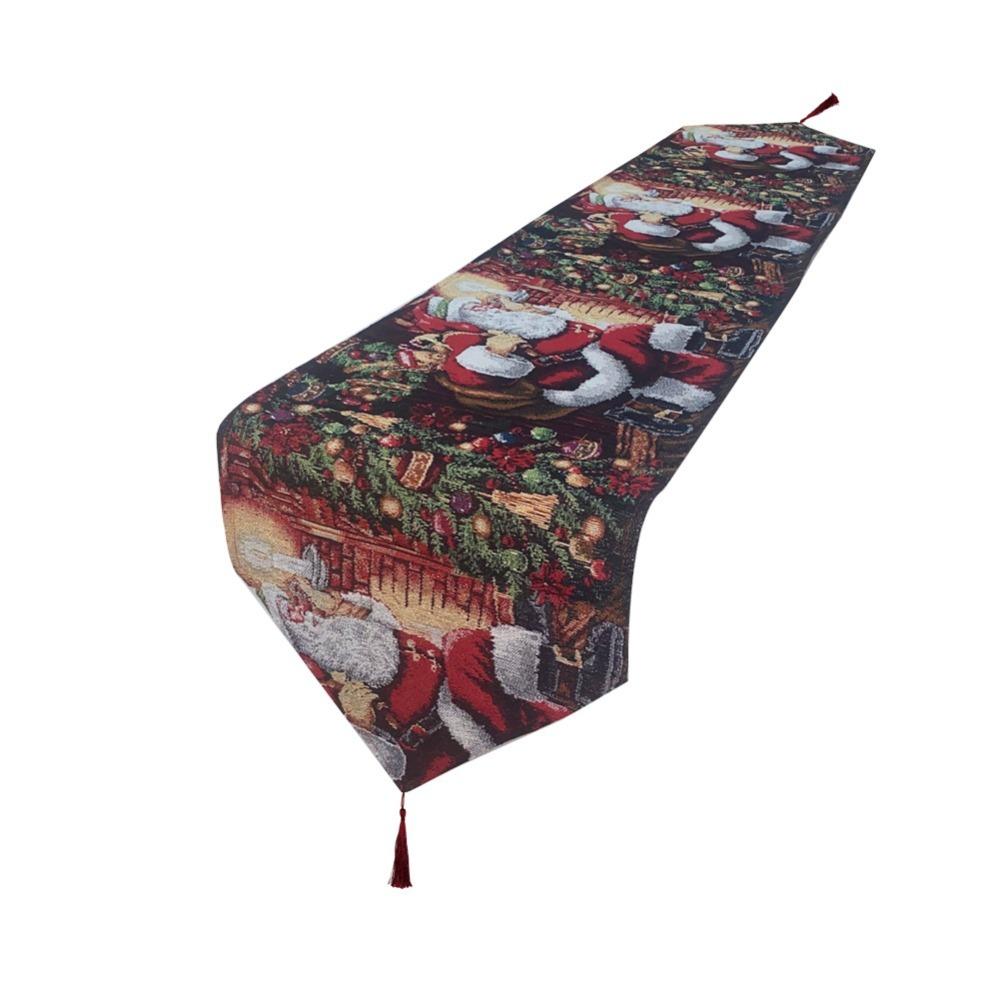 Snowman Themed Christmas Table Runner Cotton Tablecloth Holiday Dining Decor