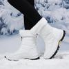 Women's Winter Leather Boots Women Winter Shoes Keep Warm Non-slip Black Snow Boots Ladies Lace-up  White Boots
