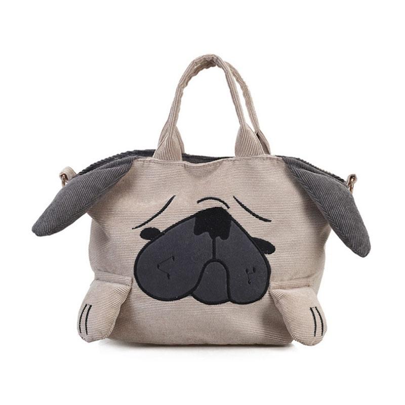 Cute And Funny Dog Shoulder Bag In Japanese Style Made Of Velvet Small Size