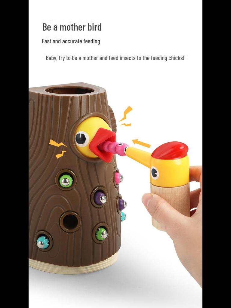 Montessori Wooden Woodpecker Insect Game Educational Toy for Early Childhood Development