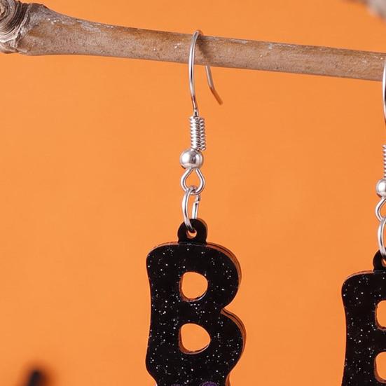 Sød Halloween Gave til Hende 1 Par Glitrende BOO Øreringe, Skinnende Akryl Sort Lilla Orange Sjove Festlige Festtilbehør Boo Dangle Drop Øreringe