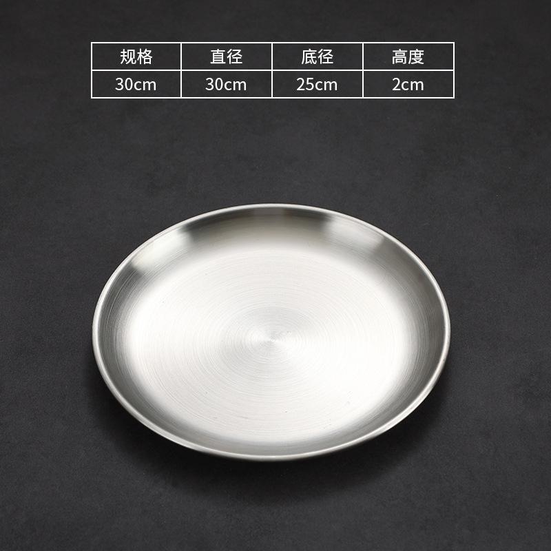 Thick Side 304 Stainless Steel Dinner Plate Round Steak Salad Deesert Cake Tray Kitchen Anti-scalding Plates for Western Food