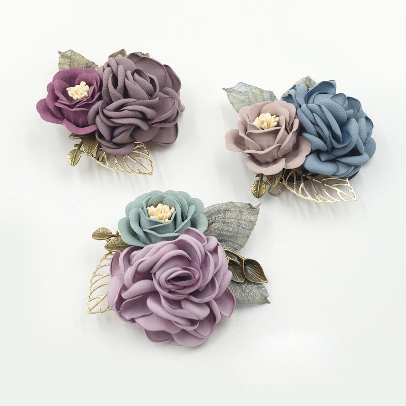 Korean Fashion Cloth Art Handmade Fabric Flowers Brooch Pin Ladies Lapel Pins Collar Shirt Leaves Brooches For Women Accessories