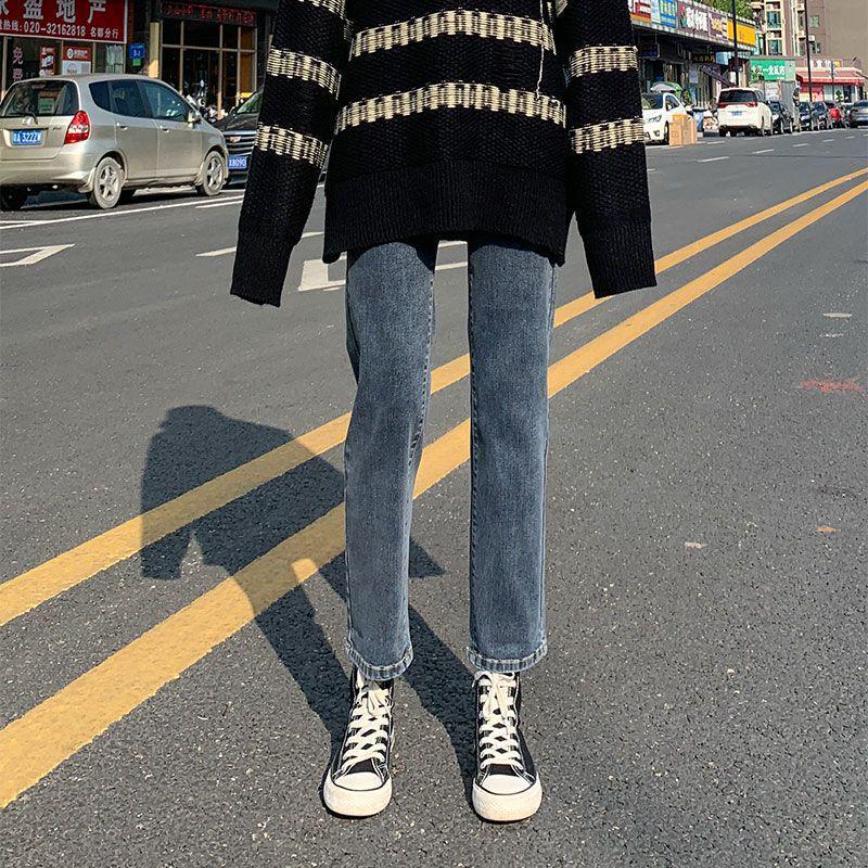 High-Waisted Slimming Velvet Straight-Leg Jeans for Women - Trendy Winter Cigarette Pants