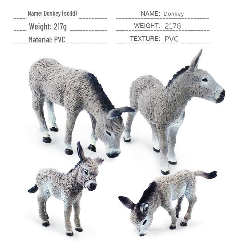 Gray Donkey Figurine: Children's Cognitive Animal Model Toy