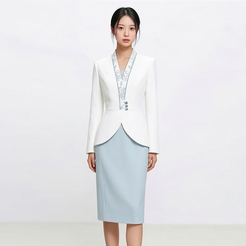 Trolman Damen Neues Chinesisches Stil Professionelles Anzugkleid Set