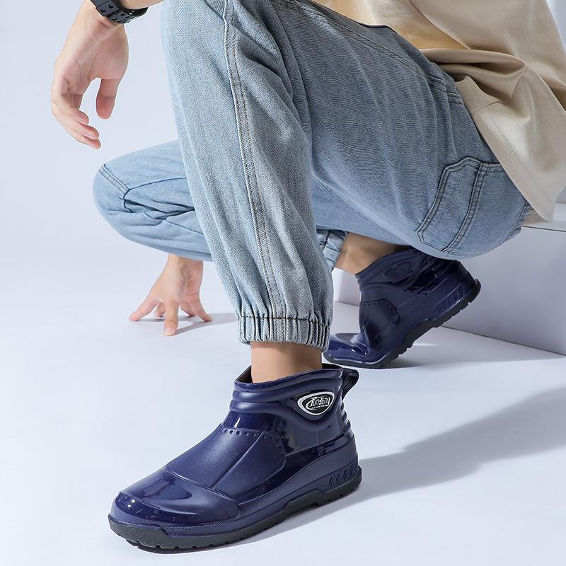 Fashion short rain shoes men's work shoes low-top non-slip kitchen shoes wear-resistant rubber shoes fishing shoes waterproof shoes straight