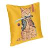 Funny Catana Feline Cat Cushion Cover 35x35 cm Japanese Samurai Cat Dog Throw Pillow Cases Decoration Salon Sofa Chair Pillows