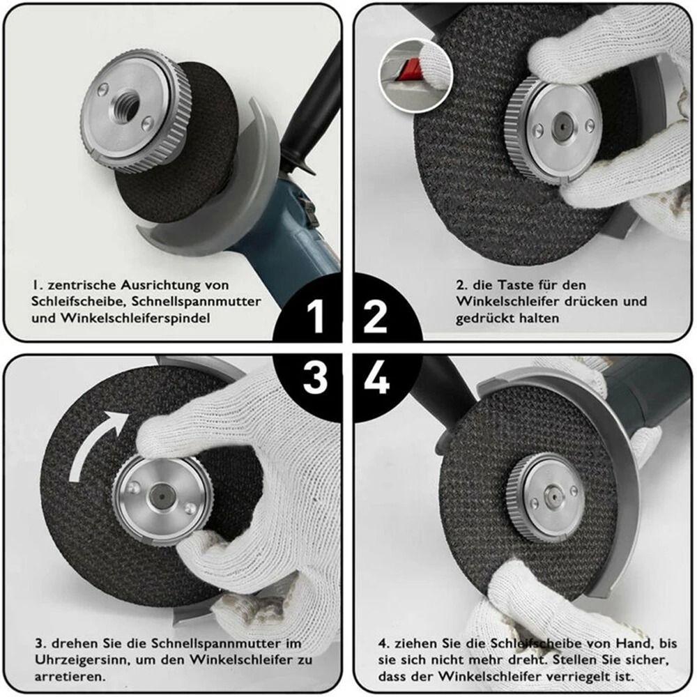 1Pcs M14 Thread Angle Grinder Flange Nut Inner Outer Quick Release Top Self-locking Pressure Plate Alloy Power Chuck