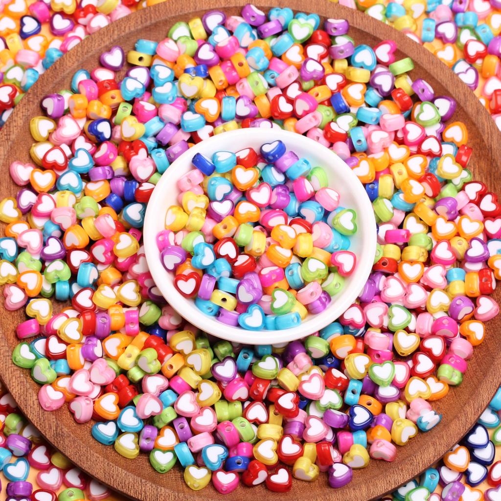 500g/pack Jewellery Making 4*8mm Heart Loose Beads Acrylic Pendant Fashion DIY Accessories Necklace Bracelet Handing Craft Earring Keychain