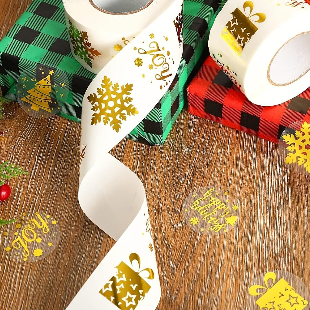 500 buc Autocolante/Rola Transparente cu Sclipici Auriu Etichete Sigilare Cutie Cadou Crăciun Decorațiune Handmade Autocolant Autoadeziv