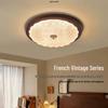 American Retro-Style Black Walnut Shell Ceiling Light for Bedroom or Study