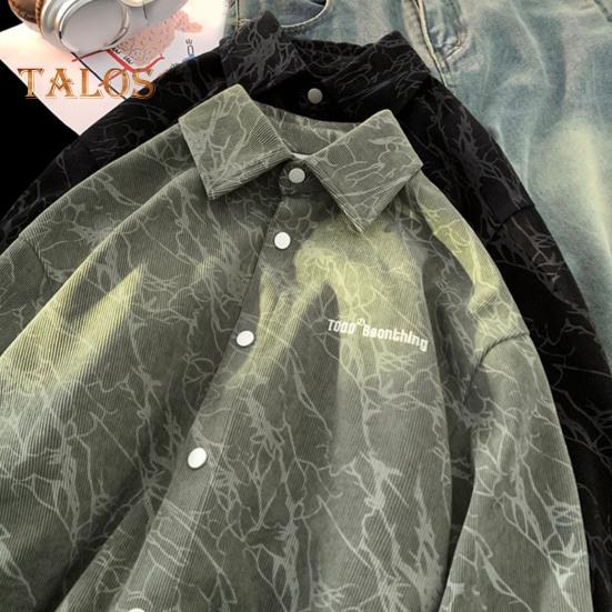 Φθινοπωρινό Φθινοπωρινό Ανδρικό Πουκάμισο Ρετρό Αμερικάνικου Στυλ Κορδούρο Κέντημα Ιαπωνικού Στυλ Φαρδύ Μονόπετο Μακρυμάνικο Μήκους Μέσης Πέτο Μπλούζα