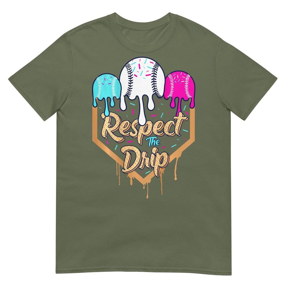 Baseball Ice Cream Drip Boys Home Plate Glove Respect Drip TShirt