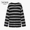 MO&Co. NOIR Series Mohair Wool Blend Striped Knit Sweater