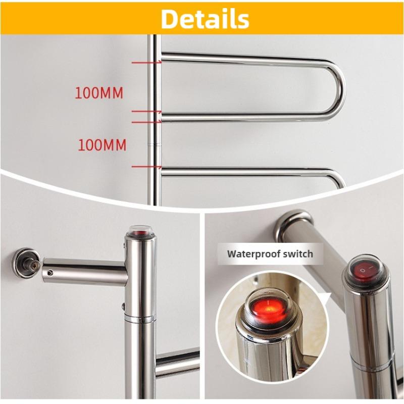 Wall Mounted Electric Heated Towel Rail Stainless Steel Bathroom Towel Rack Portable Electric Rotating Towels Heating Dryer