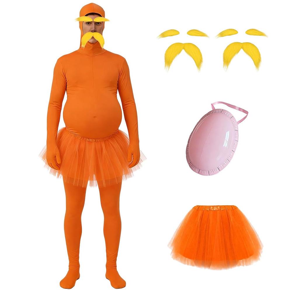 Zentai Suit with Fluorescent Moustache & Eyebrows - Solid Color Performance Bodysuit
