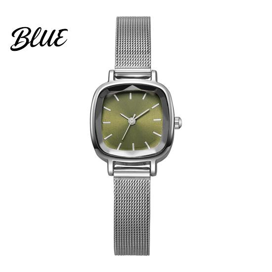 Retro Collegehorloge Uniseks Kwarts Minimalistisch Vierkant Wijzerplaat Eenvoudig Mesh