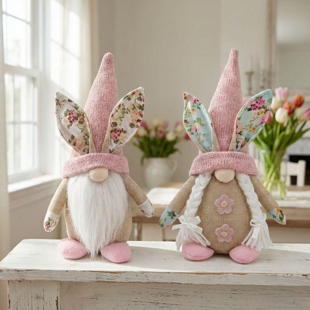 Osterhase mit Frühlingsmotiv Gesichtslose Gnome-Puppe Elf Stofftier Tischdekoration