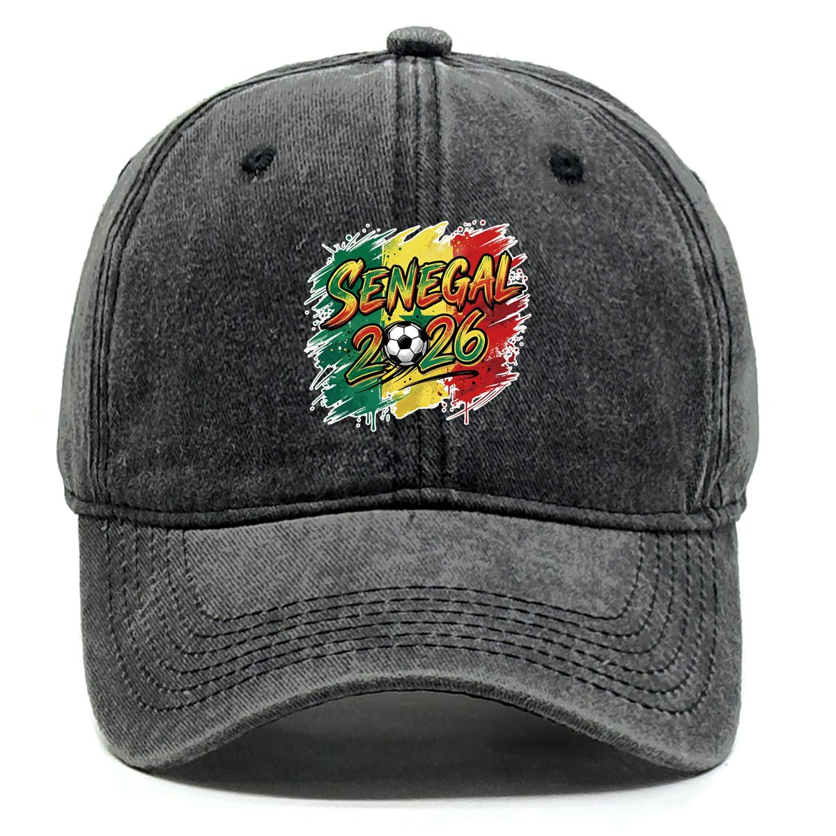 

2026 Football Soccer SENEGAL Flag Printed Snapback Baseball Cap , Adjustable Baseball Hat Non-Stretch Fabric Trendy All-season Slouchy Woman s Cap as the picture чорний