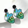 Gothic Skull Ticker Acrylic Print Earrings for Women Horror Cartoon skeleton Heart Bottle Pendant Earring Halloween Jewelry Gift
