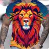 Summer Casual Men's Clothing Oversized Loose Lion Pattern Printed Short Sleeved Round Neck Fitness T-shirts