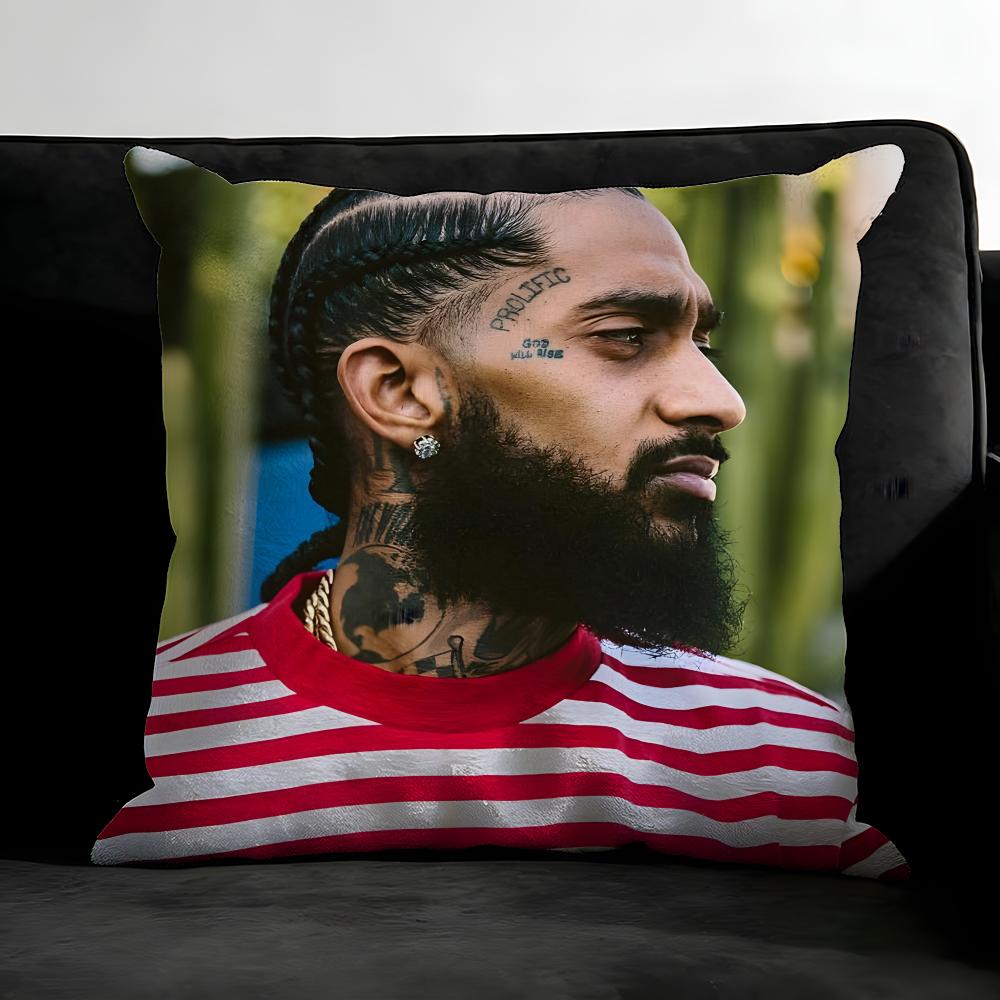 N-Nipsey Husslee Rapper Cushion Cover Pillowcase Ultra Soft Skin Friendly Fabric Cloud Like Comfort & Concealed Zipper