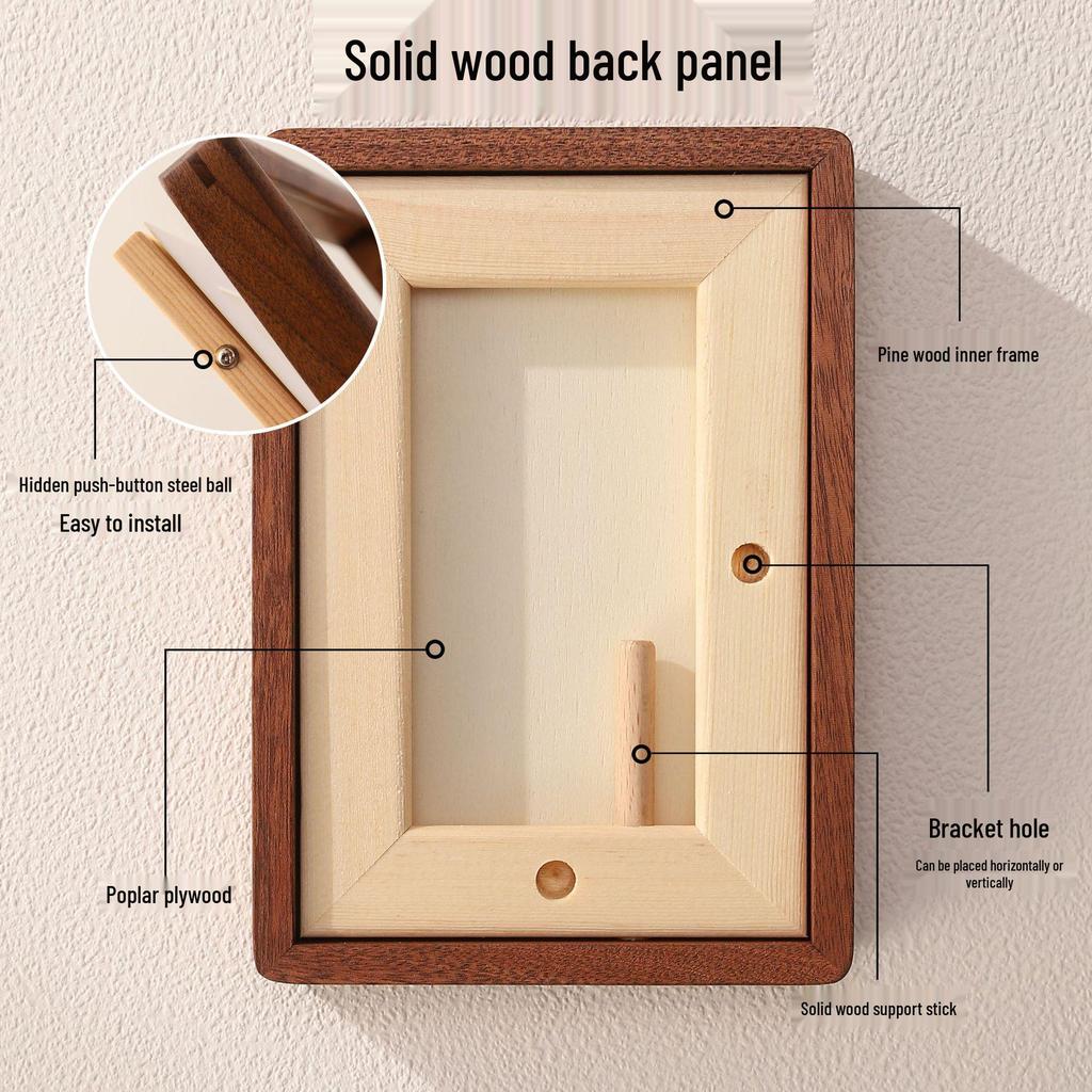 Sydostasiatiskt Teakträ Fotoram med Traditionellt Tapp- och Hålförband - Vintage Stil, Fuktsäker, för Bordsyta eller Väggmontering.