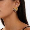 Personalized design flower diamond stud earrings fashion temperament elegant titanium steel earrings women do not fade versatile