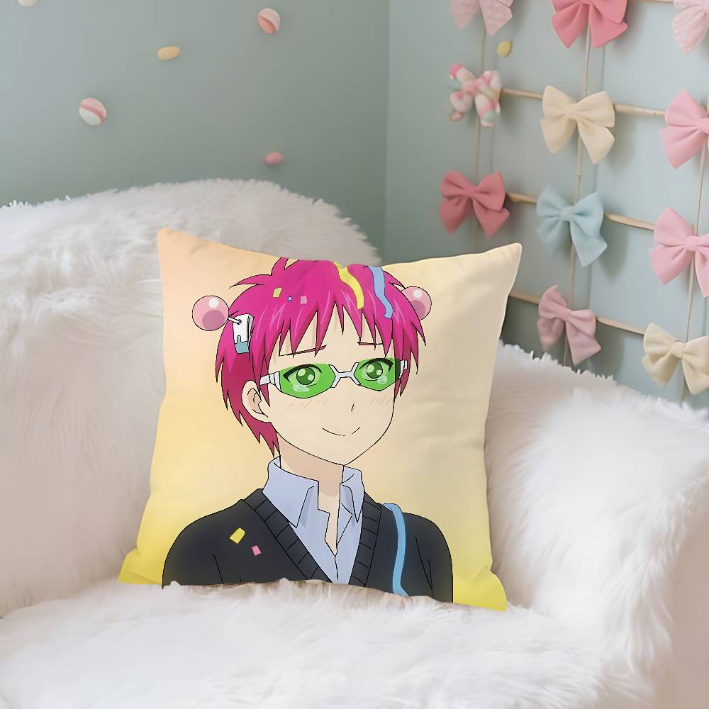 Cute S-Saiki K Throw Pillow Covers Pattern Cushion Cover Suitable For Sofa Bedroom Car Pillow Cover