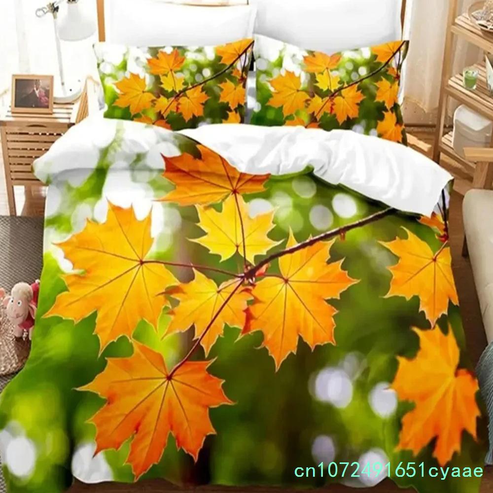 Maple Leaf Queen Bedding Set Duvet Cover Set Kids Bedding Digital Printing Bed Linen King Size Duvet Cover