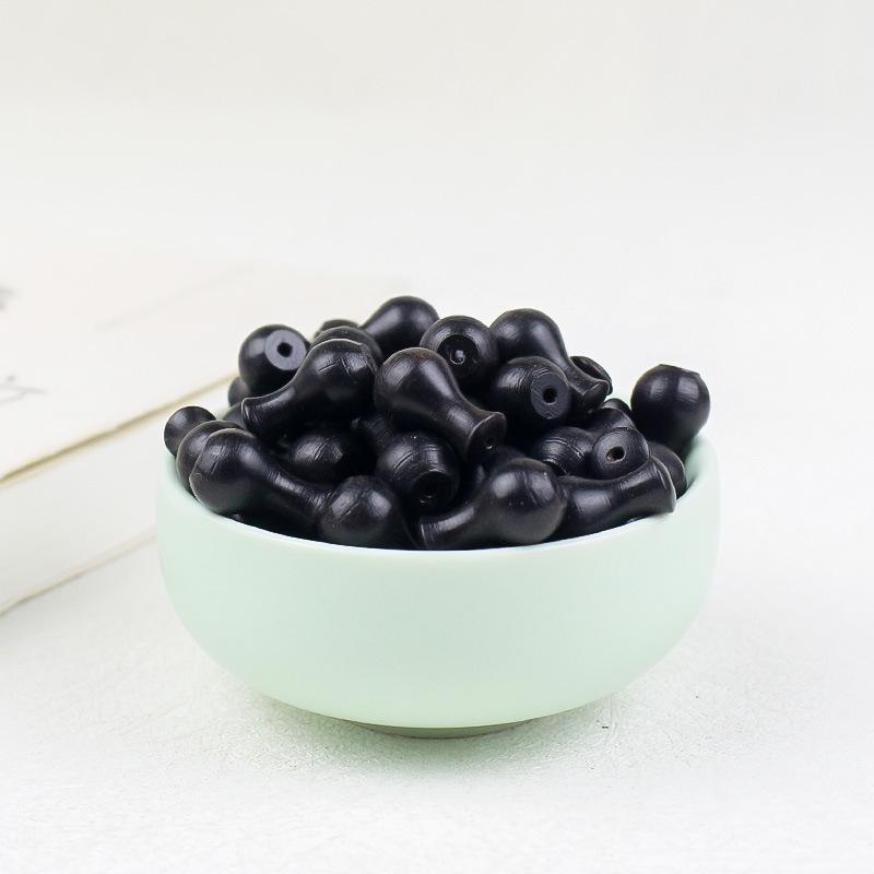 Handmade Ebony Wood Beaded Bracelet with 108 Buddhist Beads - Cute Vase Disciple Design, 9x15MM.