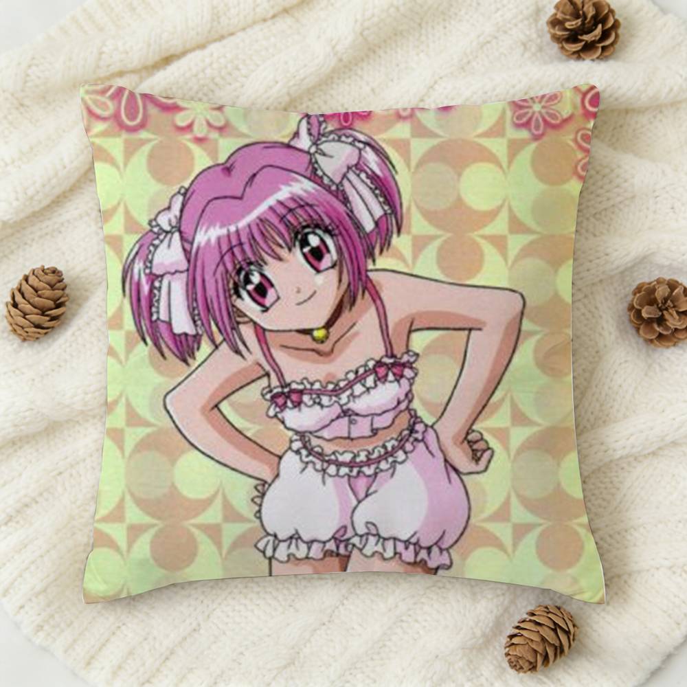 TTokyo Mew Mew Anime Doublesided Printed Square Decorative Cushion Cover for Sofa Living Room Home Decor