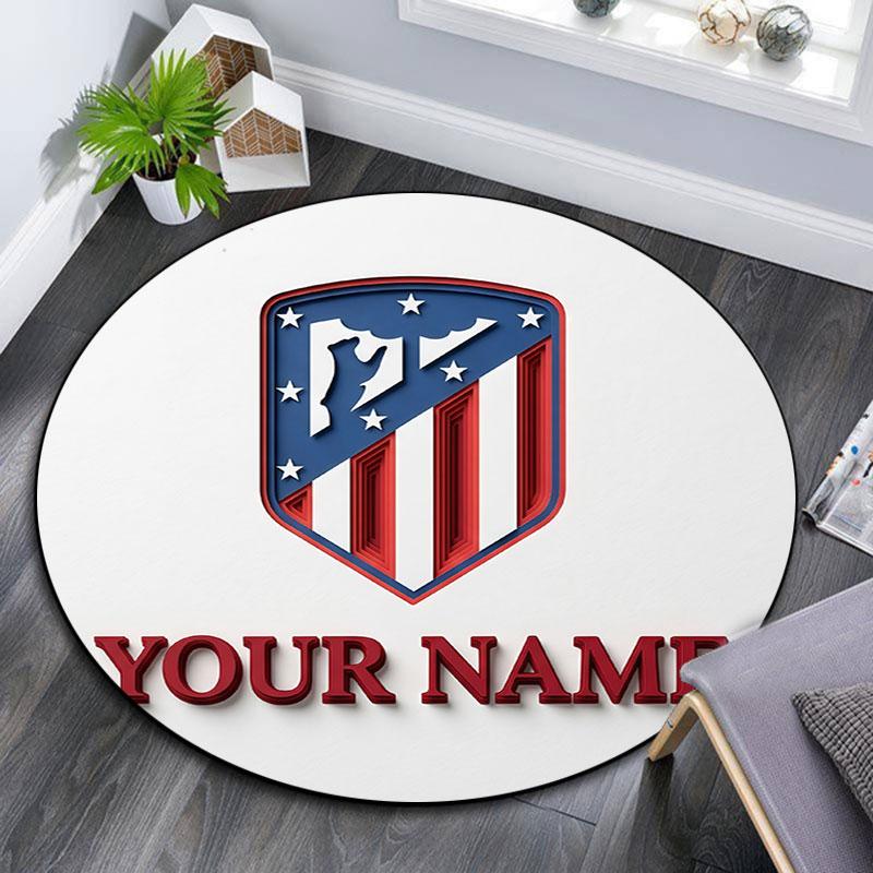 Custom Name,Atletico Grit round rug,Rugfor Living Room Bedroom Playroom ,Non-slip Floor Mat,Holiday and Birthday Gifts.chl