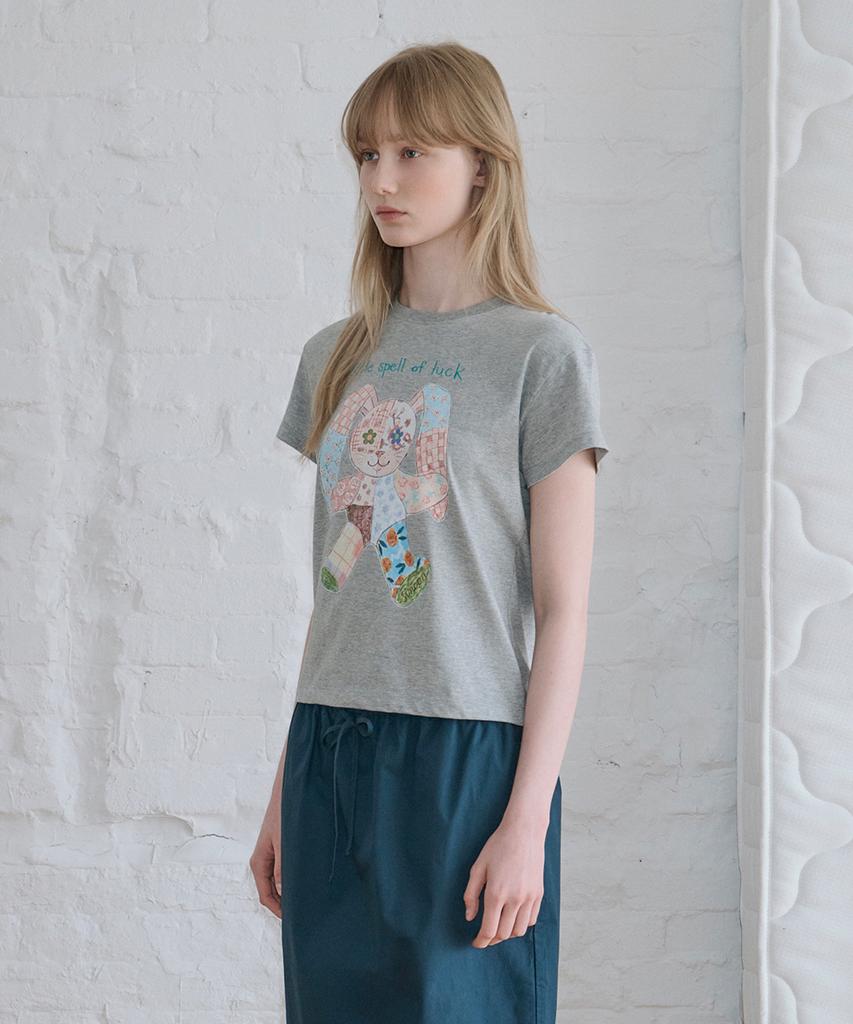 SINOON Patchwork Rabbit T-Shirt (Melange Gray)