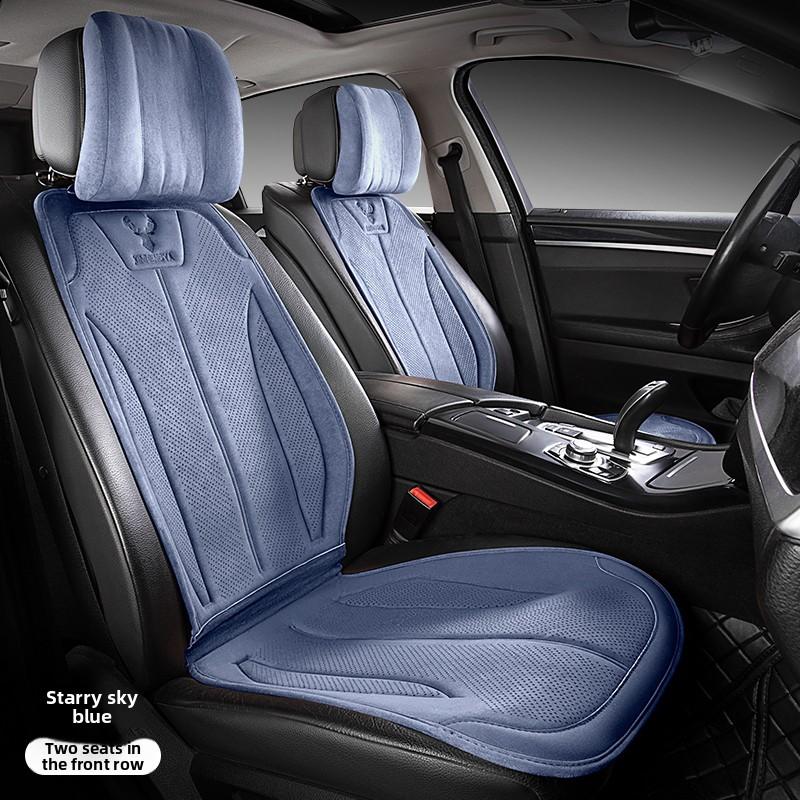 Suede Seat Cover Universal Four Seasons Cars Seats Covers Breathable Seat Non-slip Luxury Car Rams Latex Seat Cover with Pillow