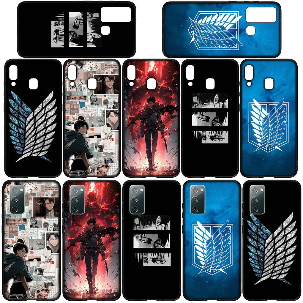 Kryt pro iPhone 15 14 Xiaomi Redmi Note 13 12 11 Pro Max X 8 7 9 XR Samsung Galaxy S24 S23 OPPO S9 Huawei Anime Levi Eren Jaeger Pouzdro Attack na titan