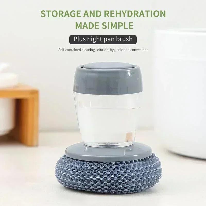 1 Pcs New Multi‑use Kitchen Pot Dish Cleaning Brush Portable Soap Dispenser Sponge Scrubber Household Washing Tool Accessories