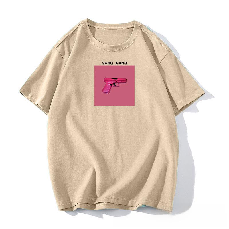 

European & American Style Loose Cotton Round Neck Print T-shirt for Women - Summer Short-Sleeve Top L