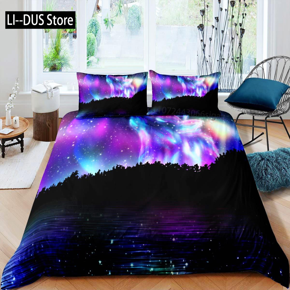 

Comforter Wolf Printed Bedding Set Twin Size For Kids Boys Bedroommisty Bed Comforter Wild Animals Decor 3 Pieces Comforter (quilt)-EU Single(135*200cm)3pcs