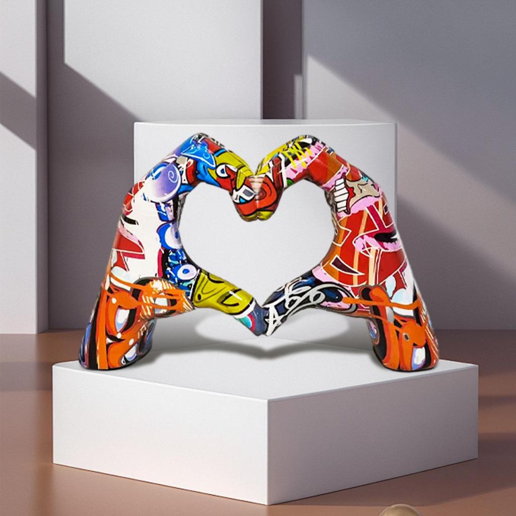 Herz Hände Skulptur Bunte Graffiti Liebesgeste Verzierung Bunte Malerei Herz Hand Skulpturen Liebesgeste Pop Art