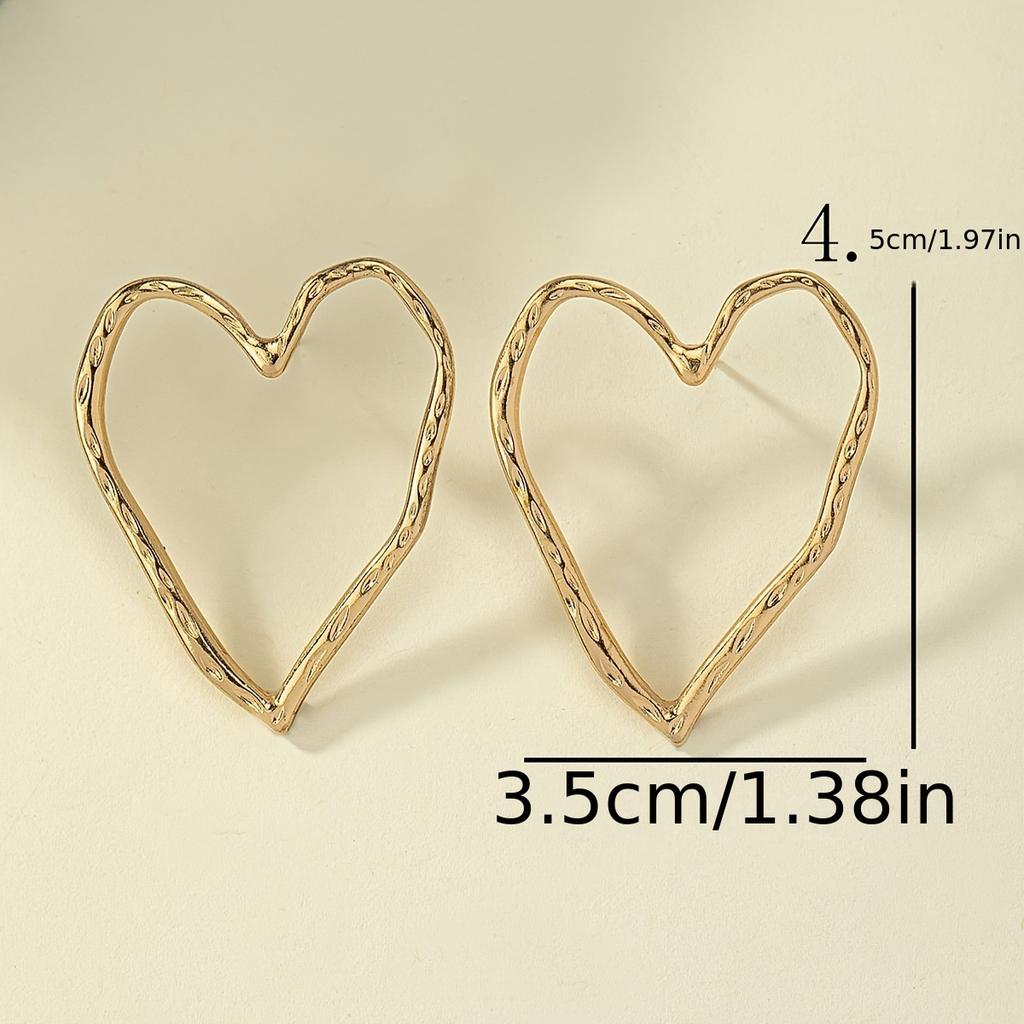 Store hule hjerteformede øredobber Sinklegering smykker Vintage elegant stil for kvinner dating øredobber