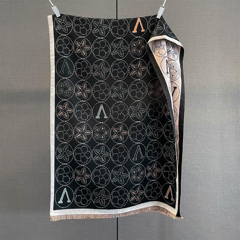 Autumn and Winter New Scarf Women's High-end Floral Letter Jacquard Scarf Versatile Cold-proof Warm Shawl