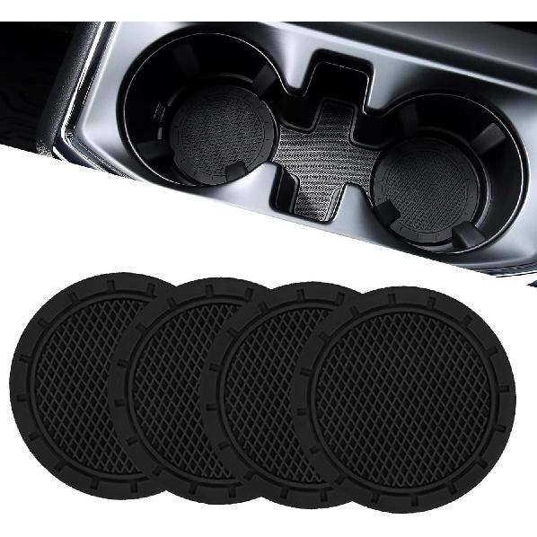 JOYTUTUS Cup Holder Coasters for Car, 2 Pack Universal Anti-Slip Car Coasters with Crystal Rhinestone, 2.75 inch/6.98 cm PVC Cup Holder ert Coaster,