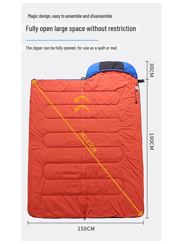 Rechargeable USB Heated Down Sleeping Bag - Cotton Warmth for Hiking & Camping
