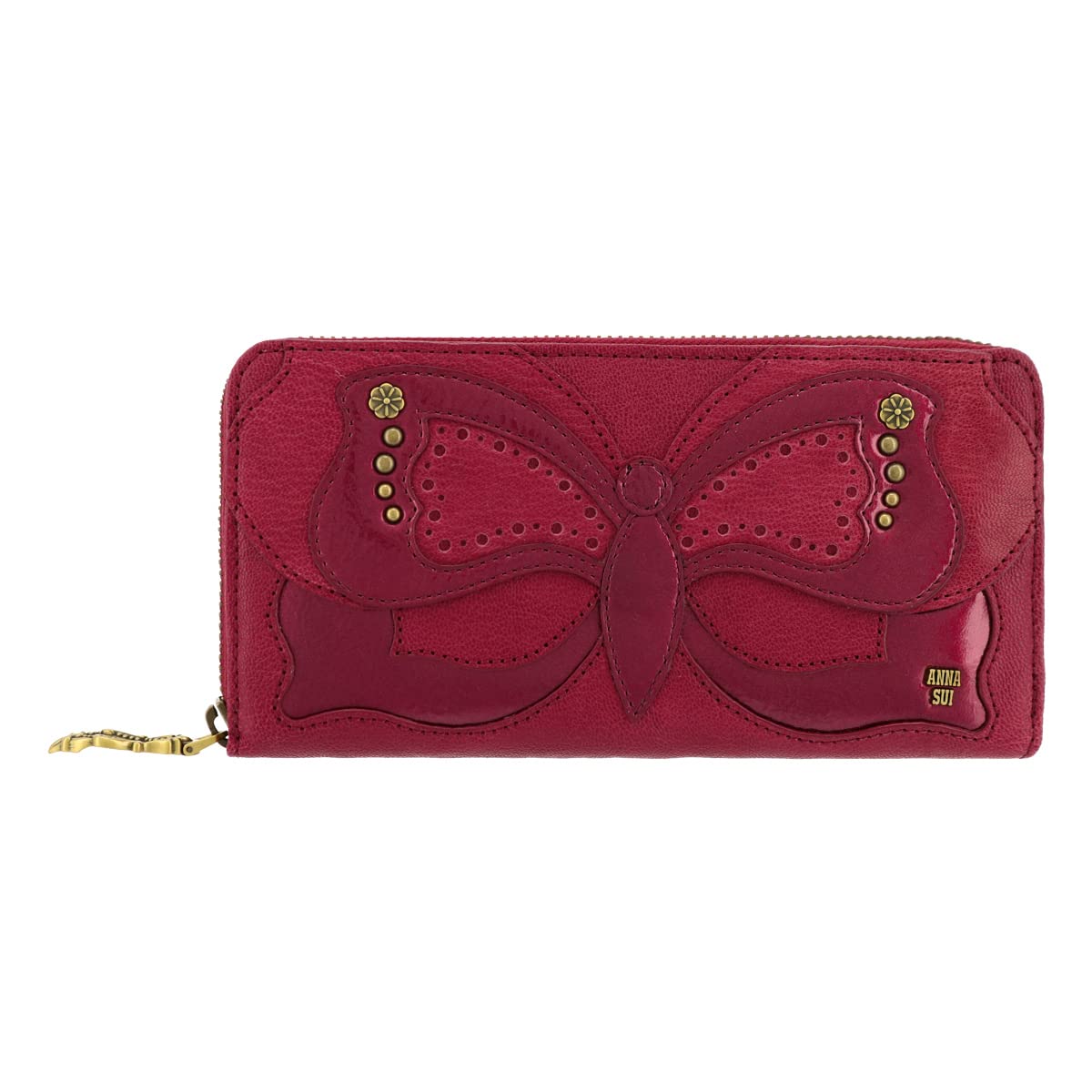 

Long Wallet Round Zipper Genuine Leather Big Butterfly 316080 Butterfly Goat Leather Bordeaux [ANNA SUI] Women s [96]